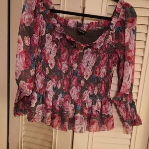 NWOT TORRID 2 Floral Women's Top Off The Shoulder Crop Top